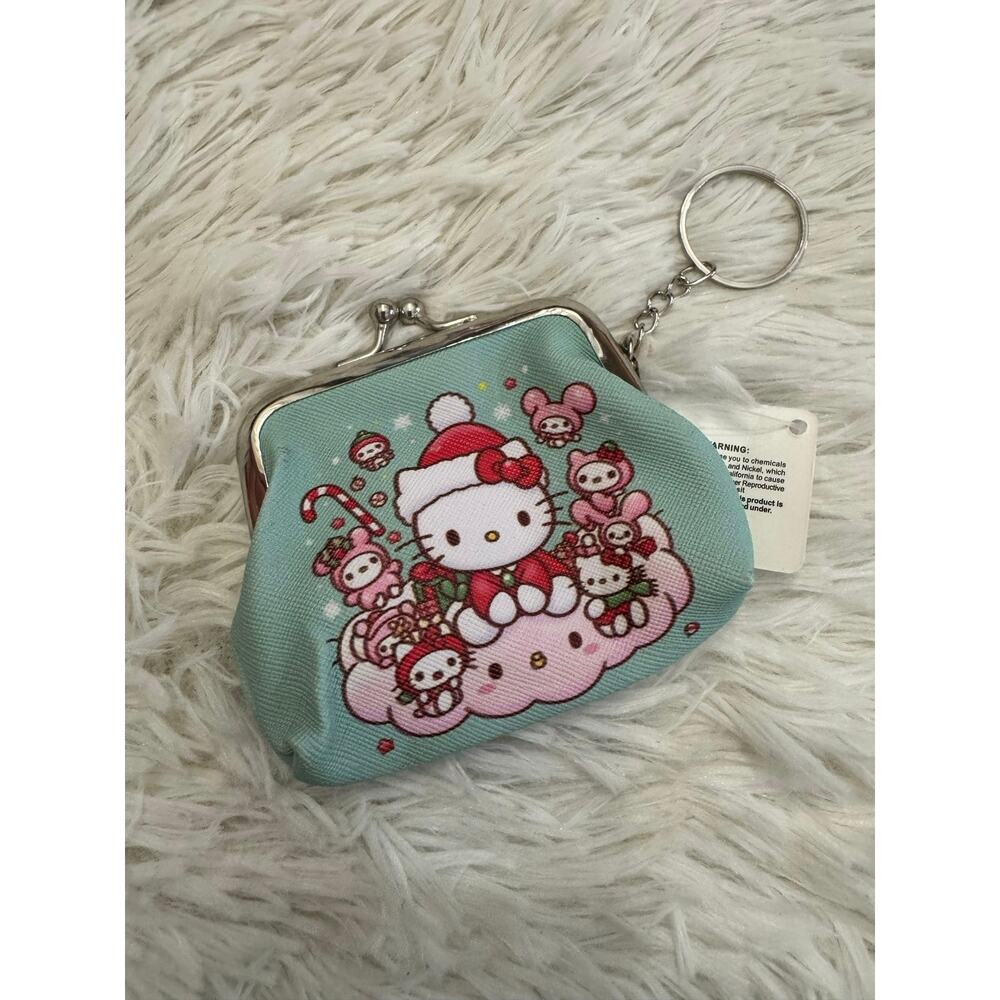 Hello Kitty Christmas coin purse with Hello Kitty and friends in holiday outfits